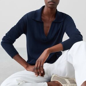 Banana Republic Johnny Collar Sweater in Navy